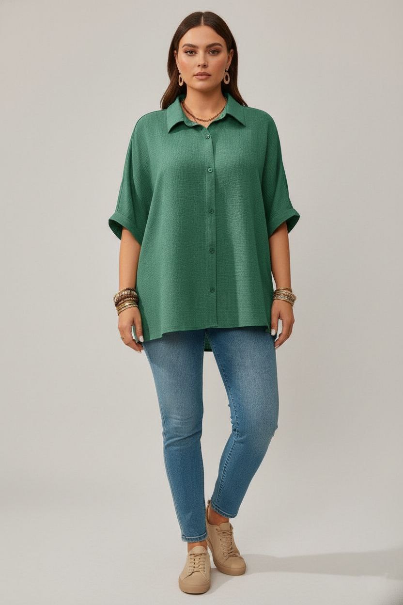 Lovshy Solid Color Batwing Sleeve Shirt Pn New - Image 21