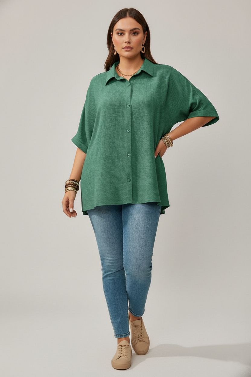 Lovshy Solid Color Batwing Sleeve Shirt Pn New - Image 23