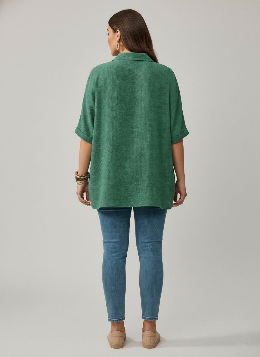 Lovshy Solid Color Batwing Sleeve Shirt Pn New - Image 22