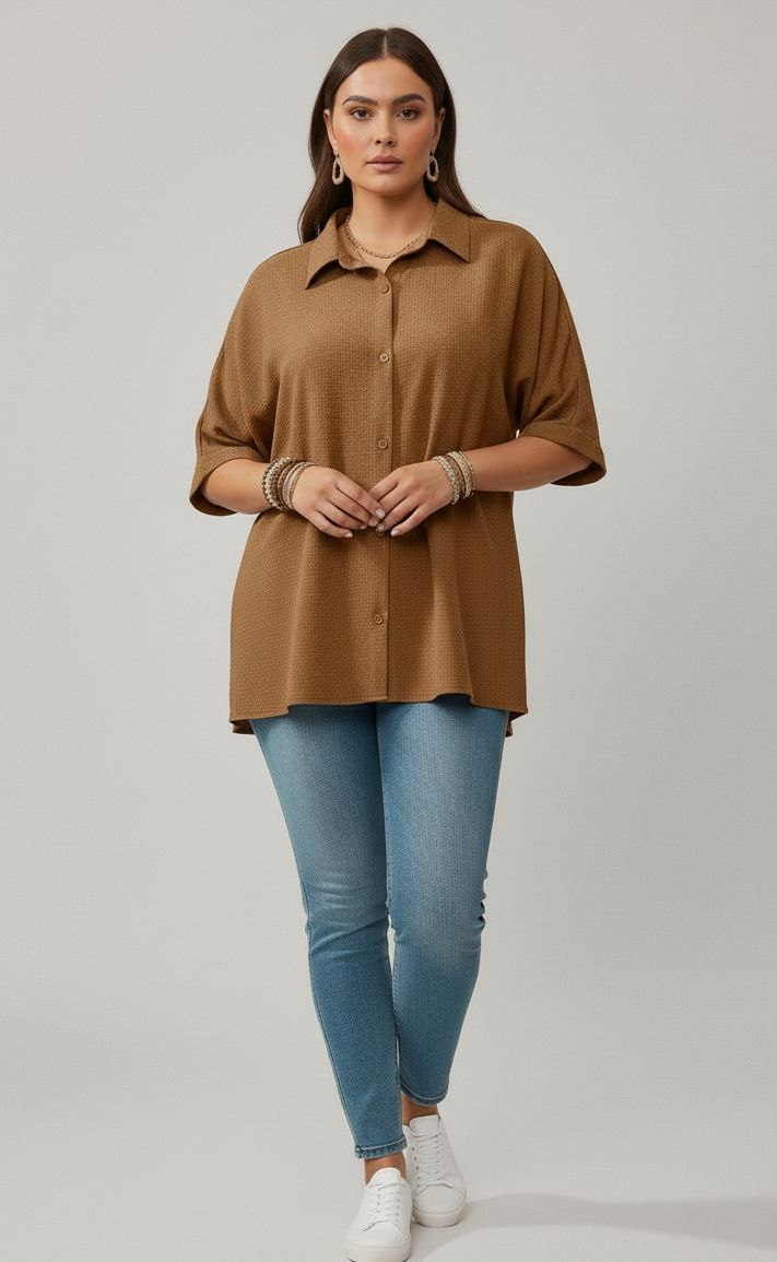 Lovshy Solid Color Batwing Sleeve Shirt Pn New - Image 15
