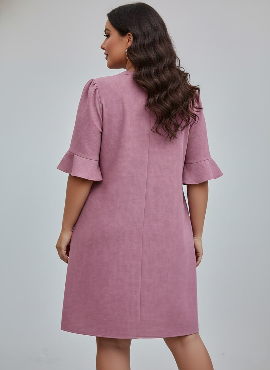 V-Neck Ruffle Short Sleeve Dress ow NEW - Image 11