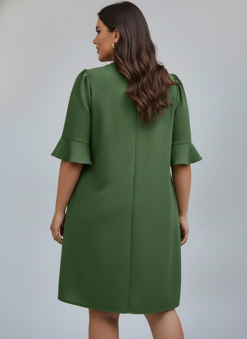 V-Neck Ruffle Short Sleeve Dress ow NEW - Image 24