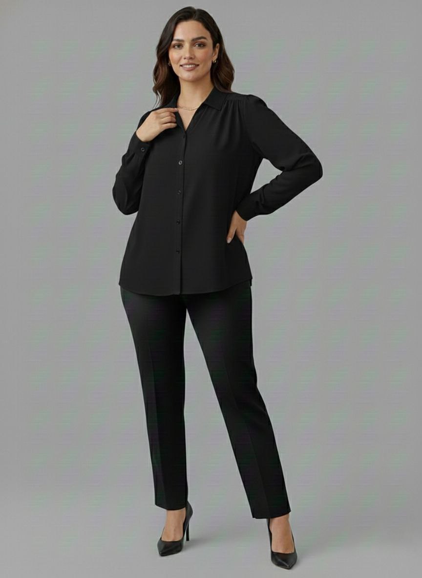 Lovshy Women Elegant Solid Formal Shirt Pn - Image 15