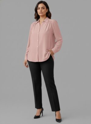 Lovshy Women Elegant Solid Formal Shirt Pn