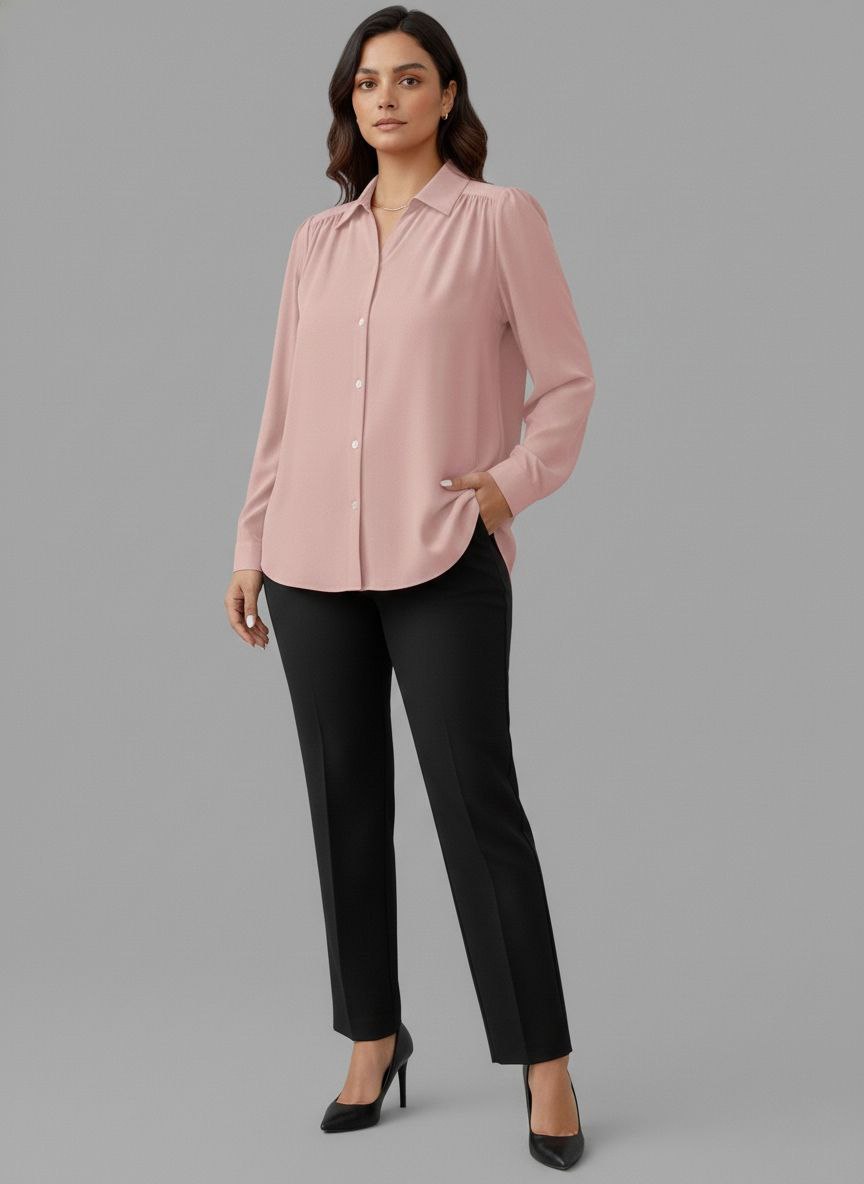 Lovshy Women Elegant Solid Formal Shirt Pn