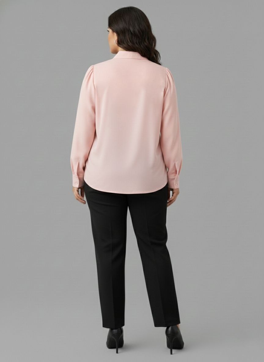 Lovshy Women Elegant Solid Formal Shirt Pn - Image 9