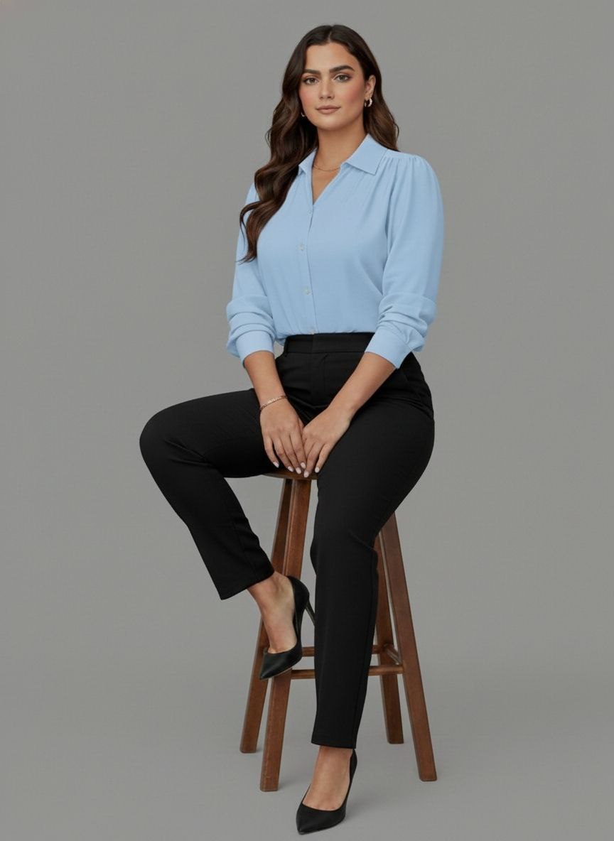 Lovshy Women Elegant Solid Formal Shirt Pn - Image 14