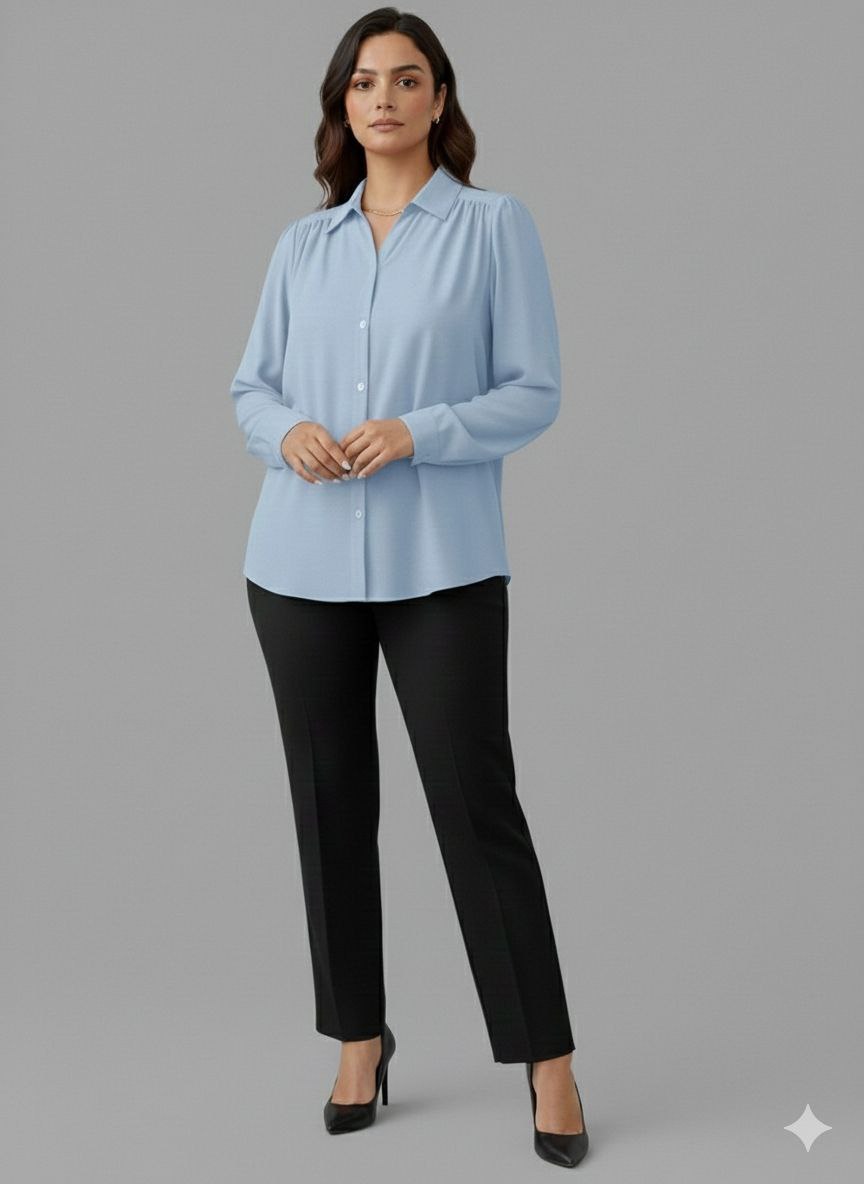 Lovshy Women Elegant Solid Formal Shirt Pn - Image 12