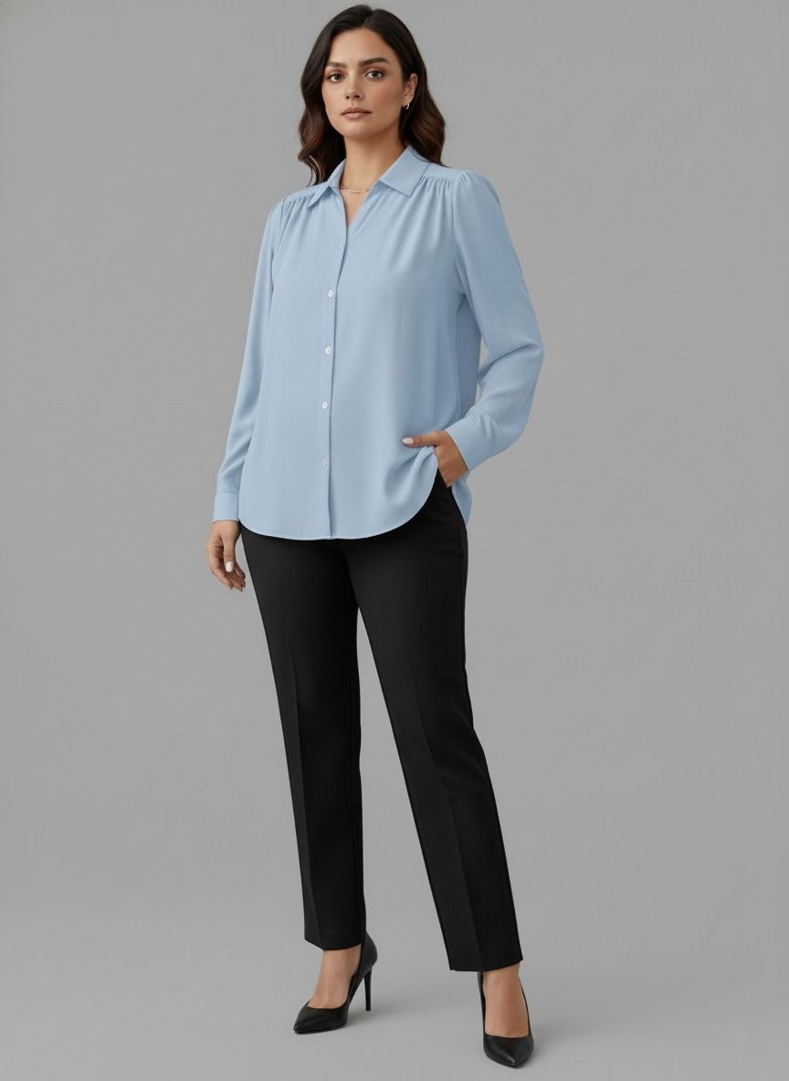 Lovshy Women Elegant Solid Formal Shirt Pn - Image 11