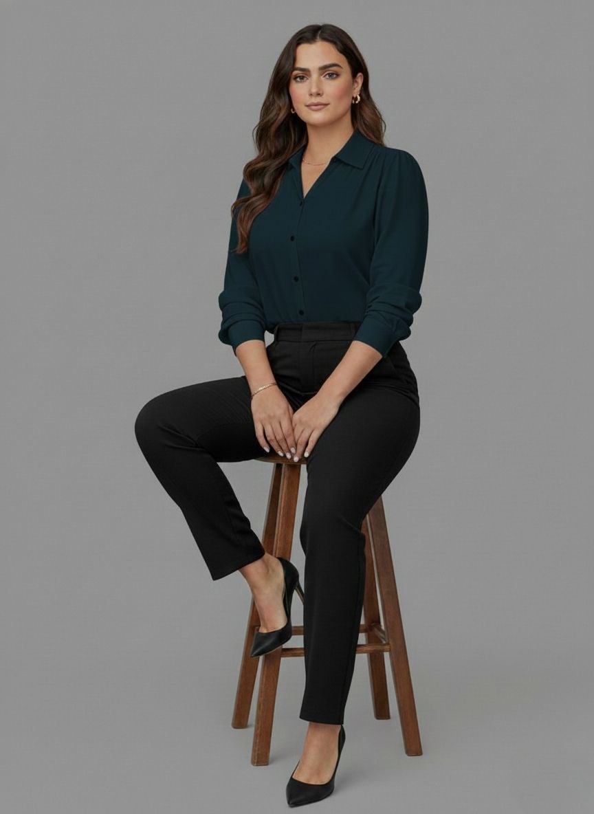 Lovshy Women Elegant Solid Formal Shirt Pn - Image 6