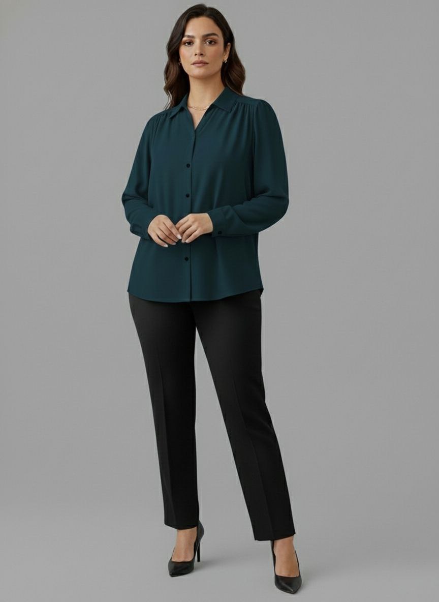 Lovshy Women Elegant Solid Formal Shirt Pn - Image 4