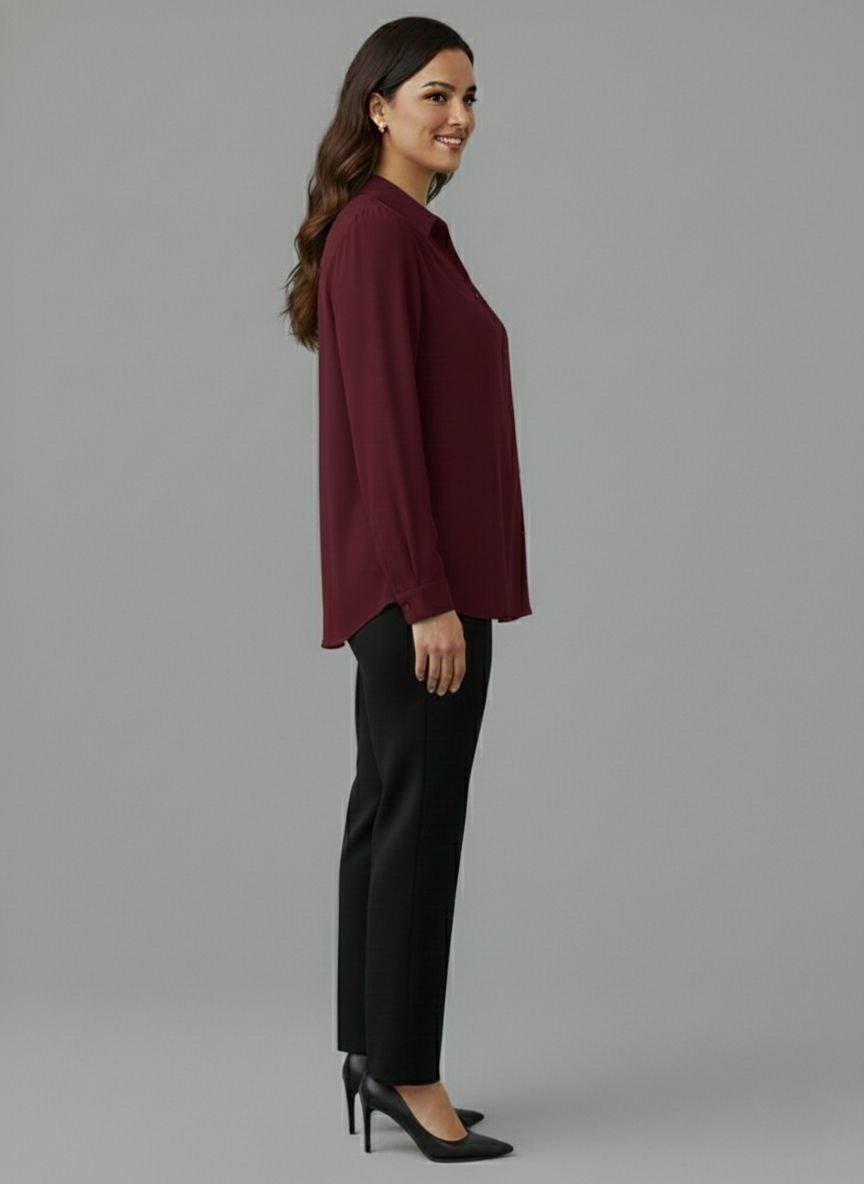 Lovshy Women Elegant Solid Formal Shirt Pn - Image 2