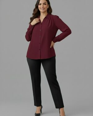 Lovshy Women Elegant Solid Formal Shirt