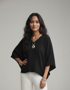 Lovshy Women Fashionable Relaxed Fit Top bl