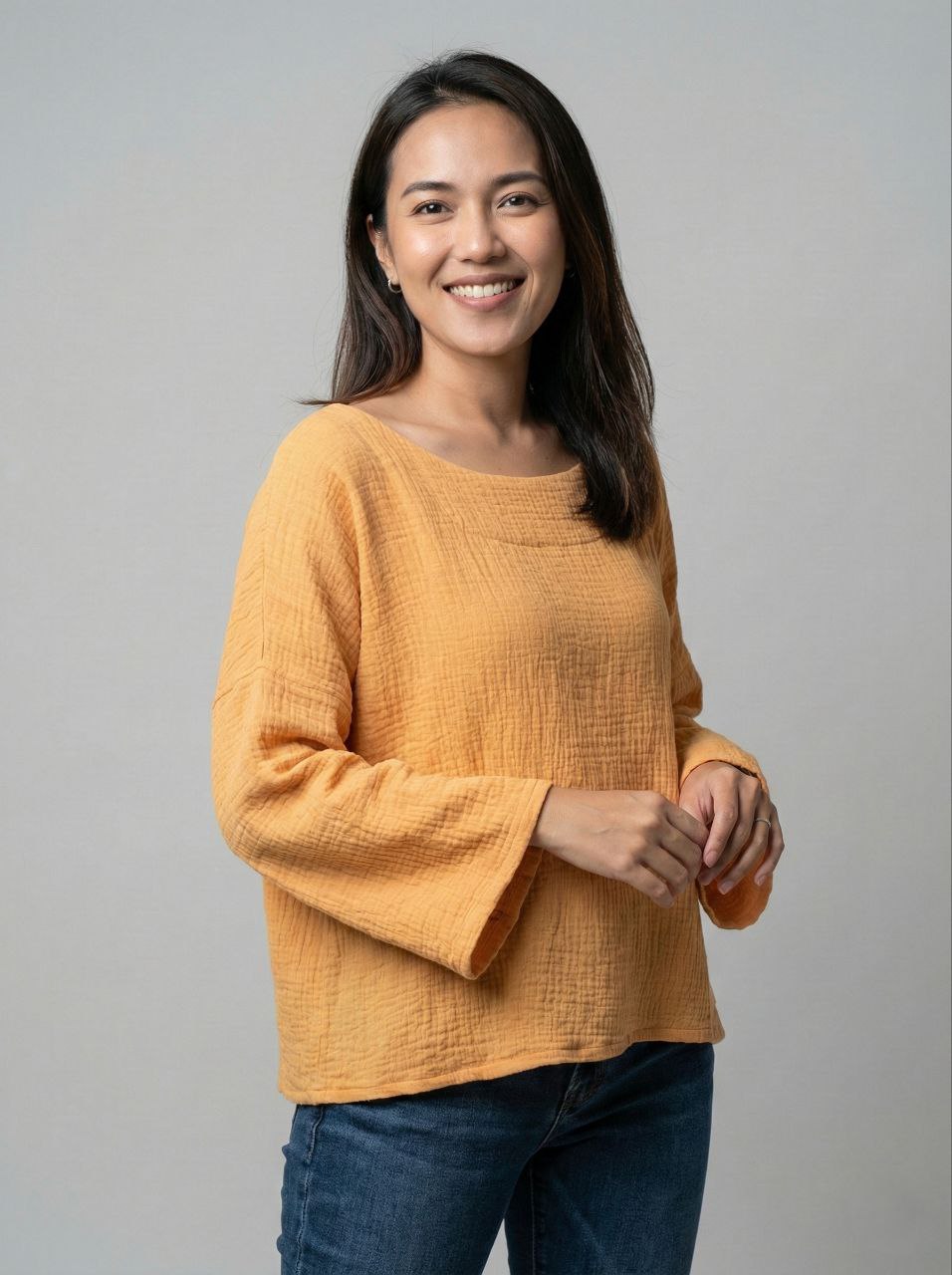 Lovshy Soft Textured Solid Full Sleeve Top nb - Image 9