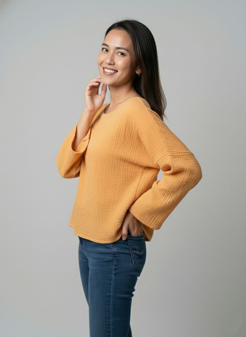 Lovshy Soft Textured Solid Full Sleeve Top nb - Image 6
