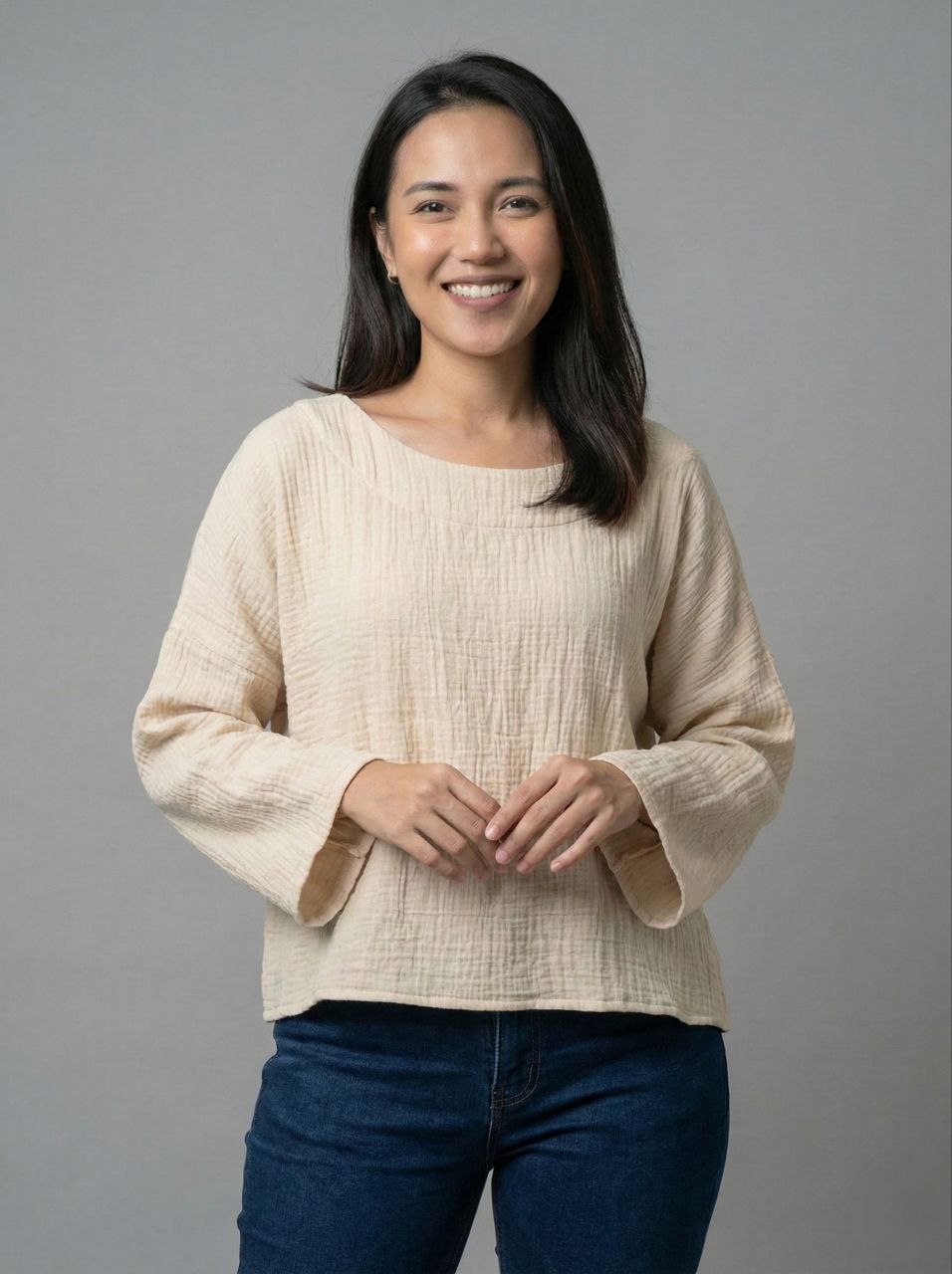 Lovshy Soft Textured Solid Full Sleeve Top nb - Image 19