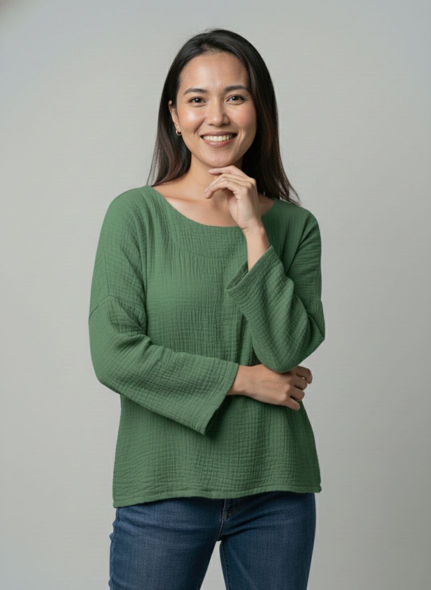 Lovshy Soft Textured Solid Full Sleeve Top nb - Image 16