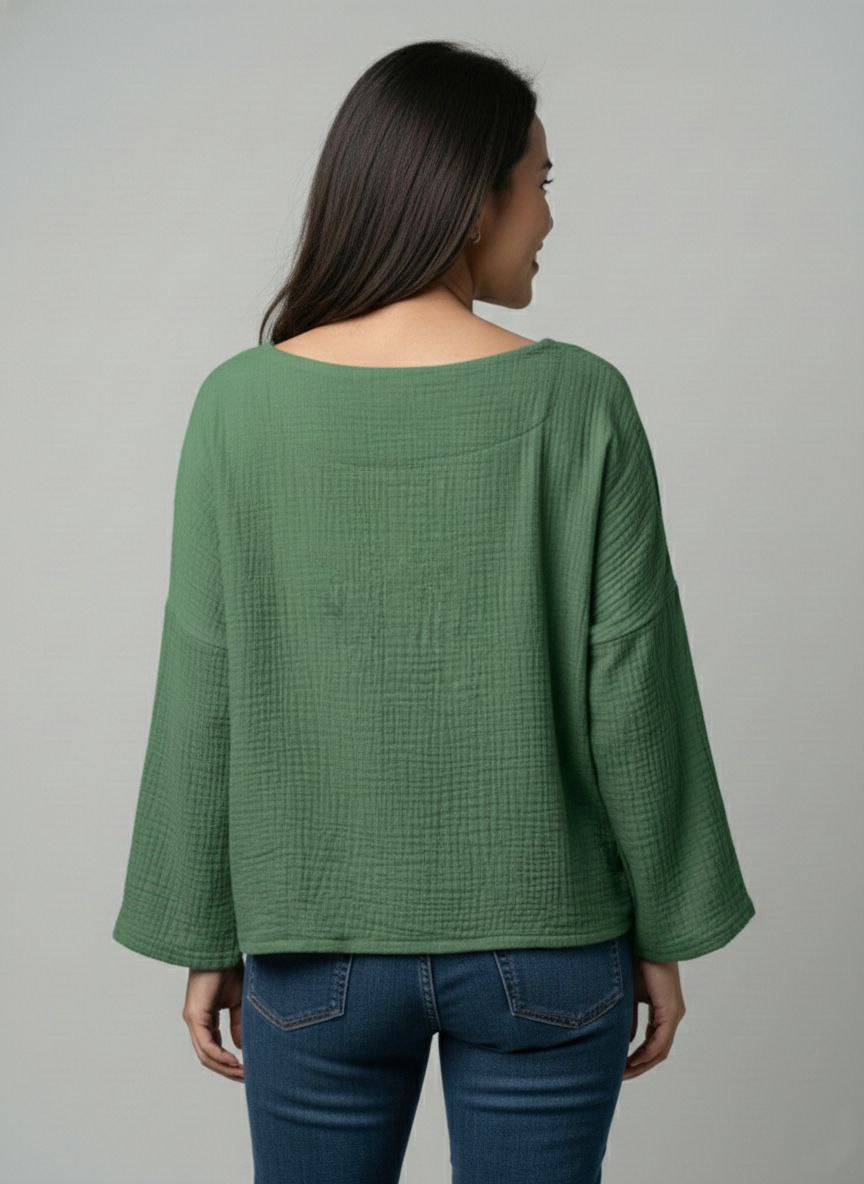 Lovshy Soft Textured Solid Full Sleeve Top nb - Image 15