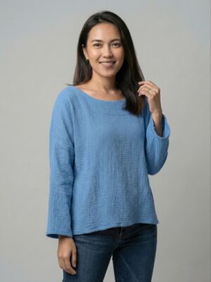 Lovshy Soft Textured Solid Full Sleeve Top