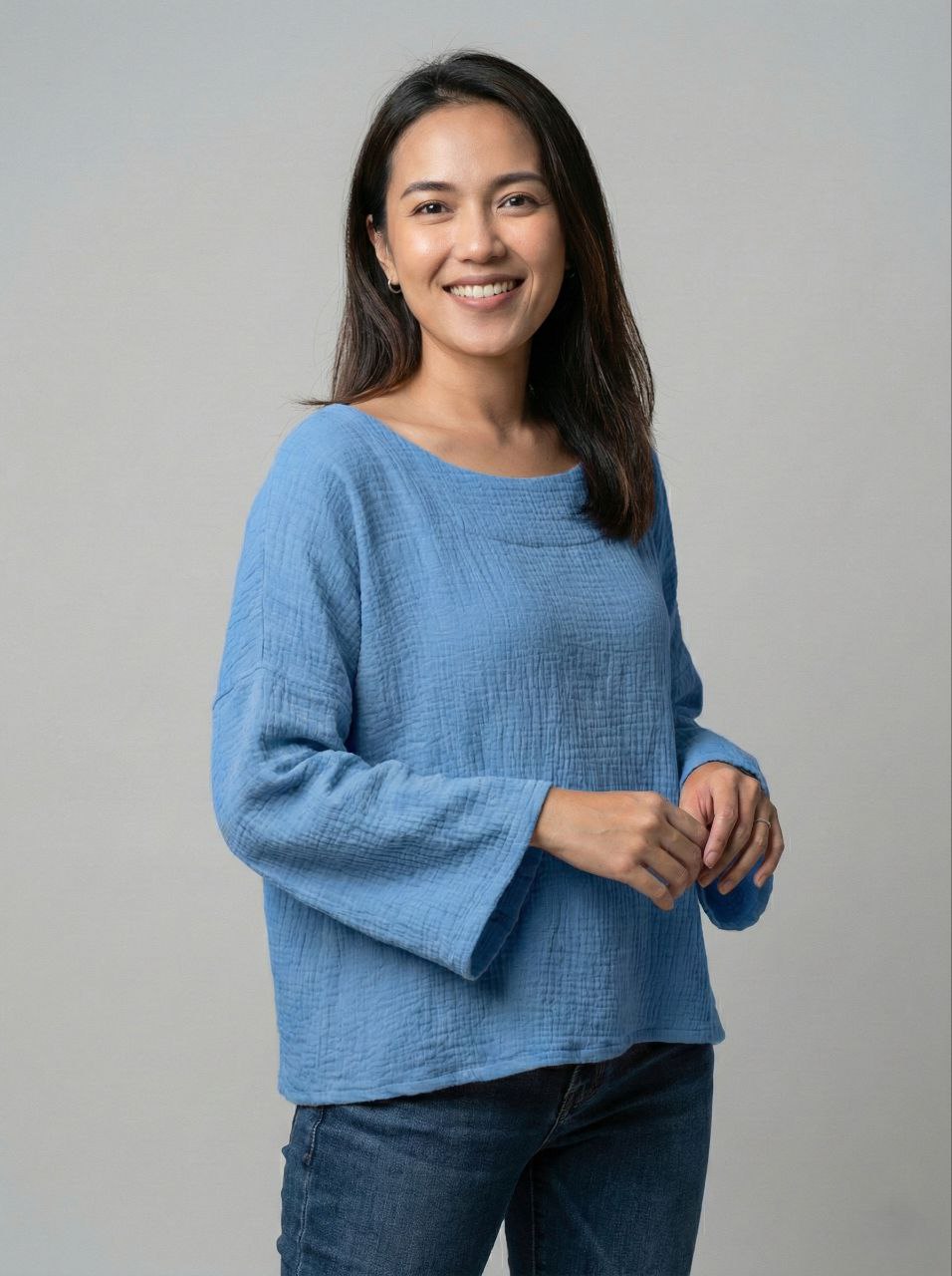 Lovshy Soft Textured Solid Full Sleeve Top nb - Image 12