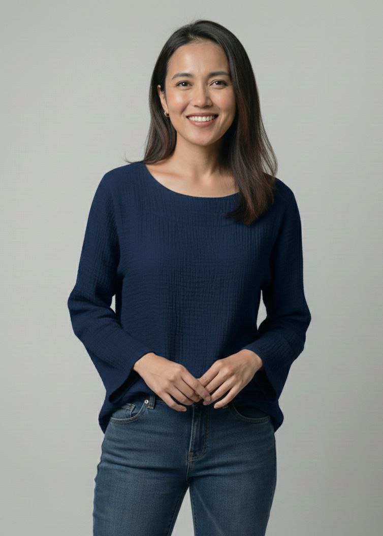 Lovshy Soft Textured Solid Full Sleeve Top nb