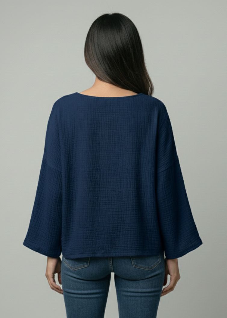 Lovshy Soft Textured Solid Full Sleeve Top nb - Image 4