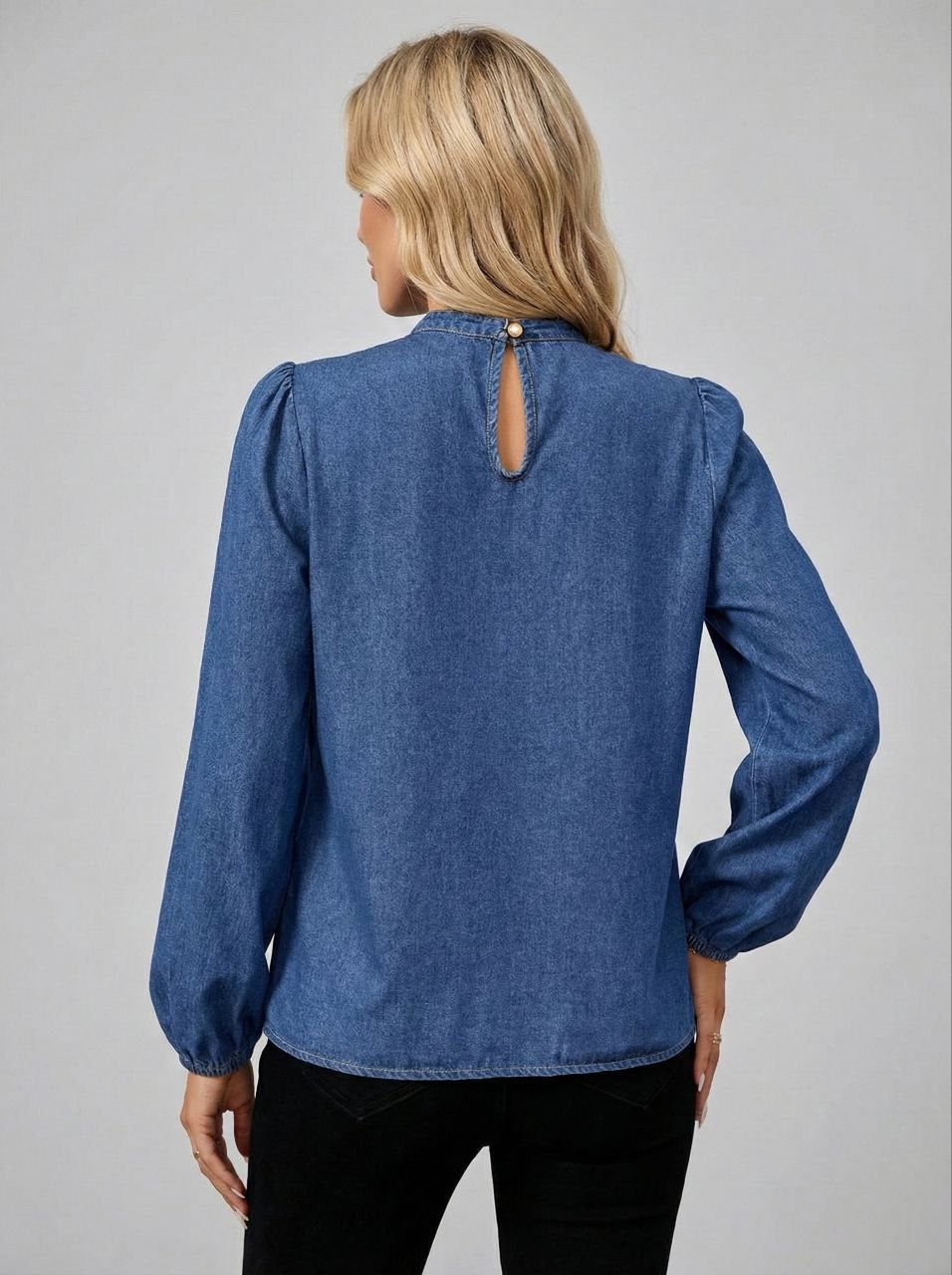 Lovshy Stylish Denim Blue Full Sleeve Top for Women - Image 4