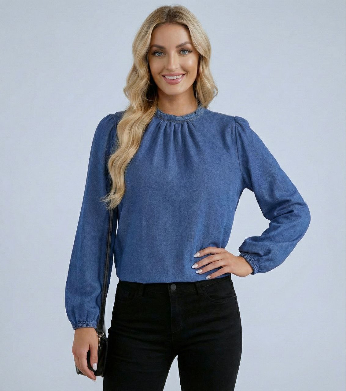 Lovshy Stylish Denim Blue Full Sleeve Top for Women - Image 5
