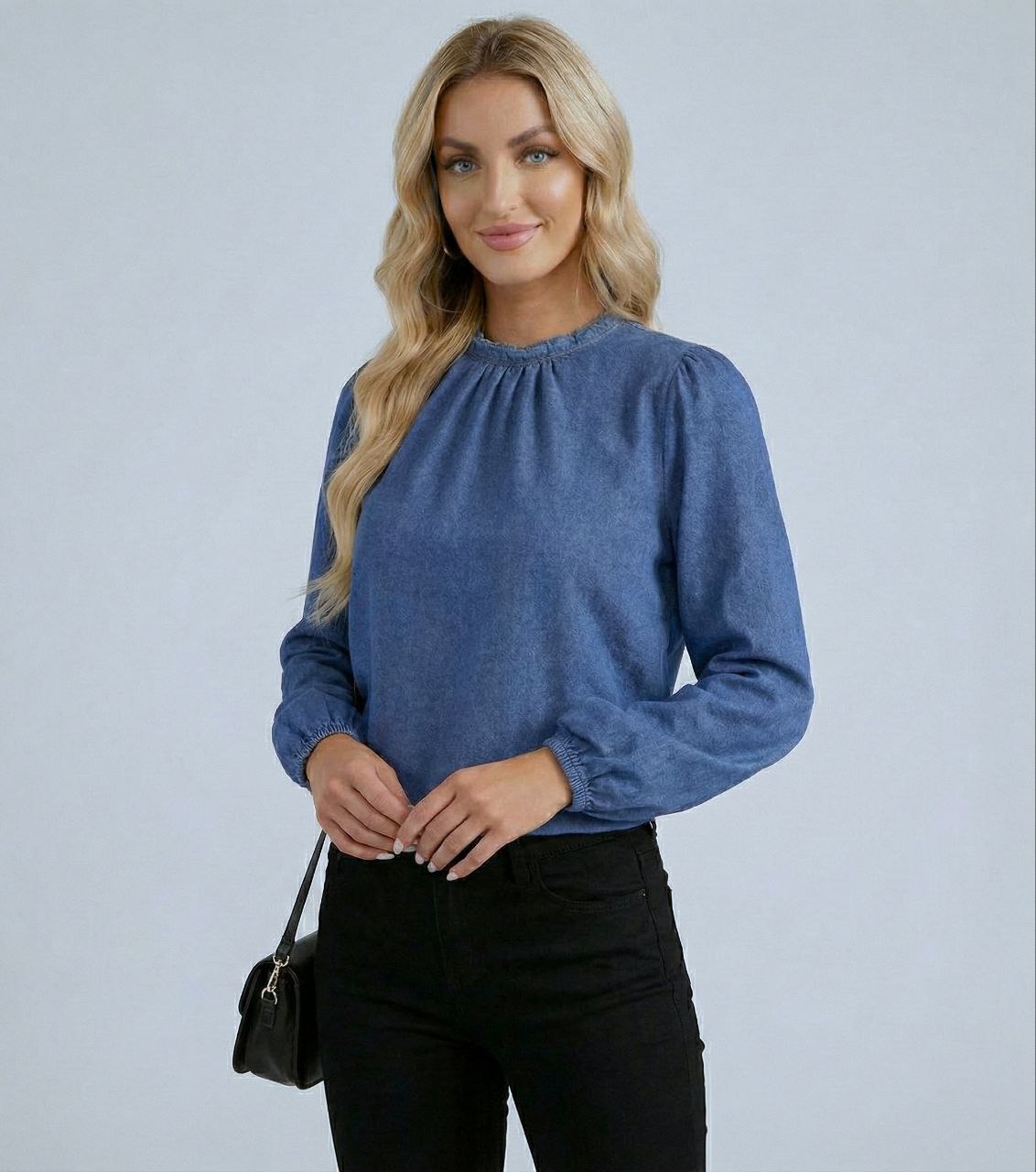 Lovshy Stylish Denim Blue Full Sleeve Top for Women - Image 2