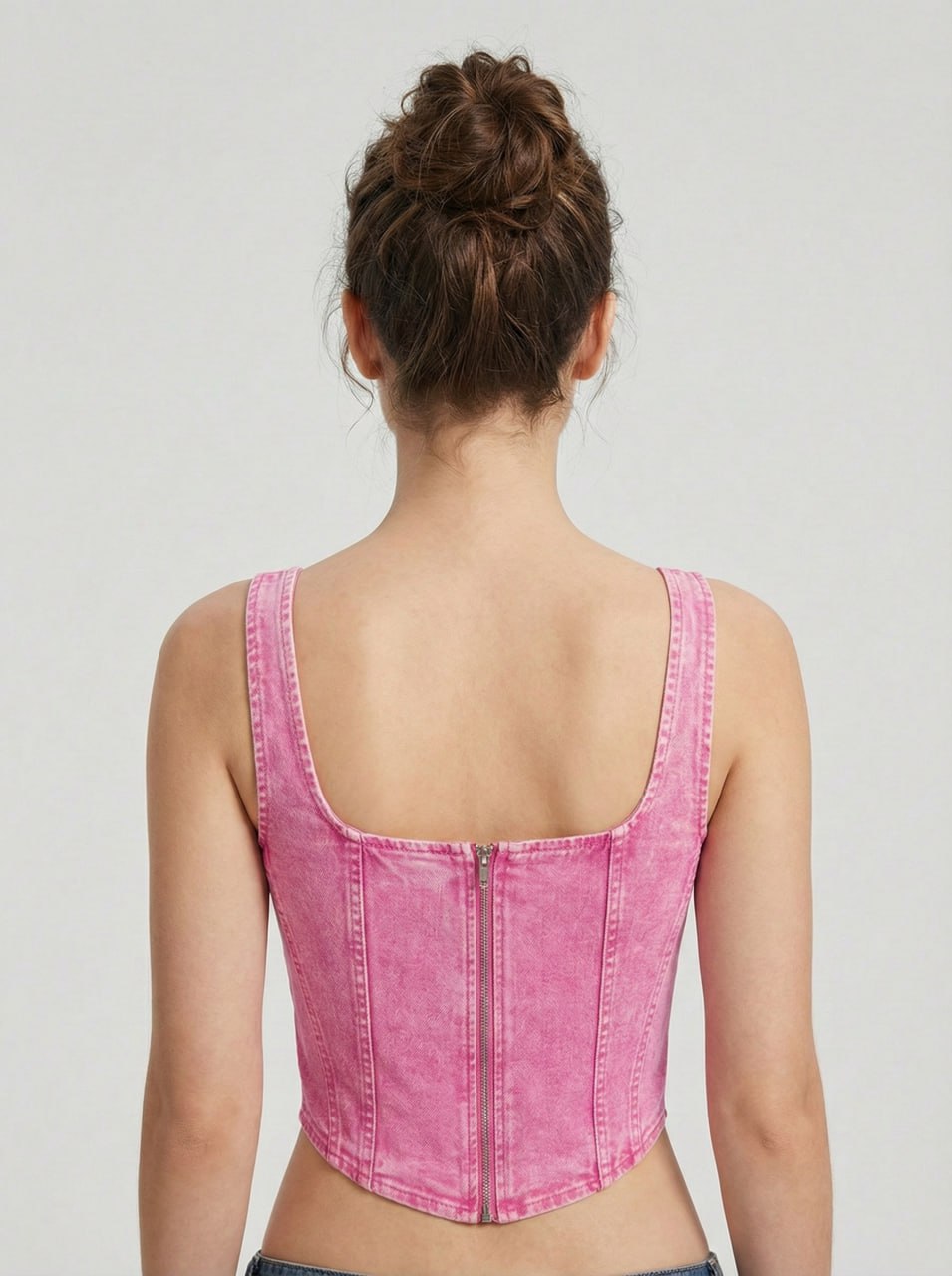 Lovshy Trendy Design Back Zip Crop Top For Women - Image 3