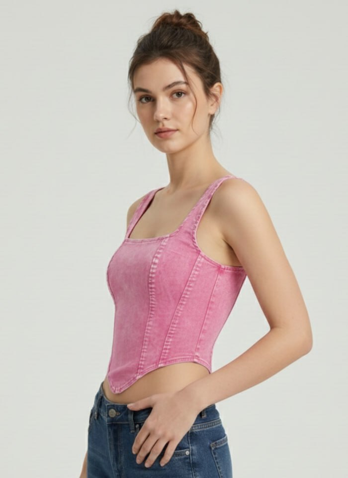 Lovshy Trendy Design Back Zip Crop Top For Women - Image 2
