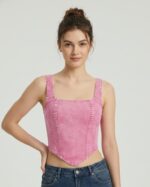 Lovshy Trendy Design Back Zip Crop Top For Women