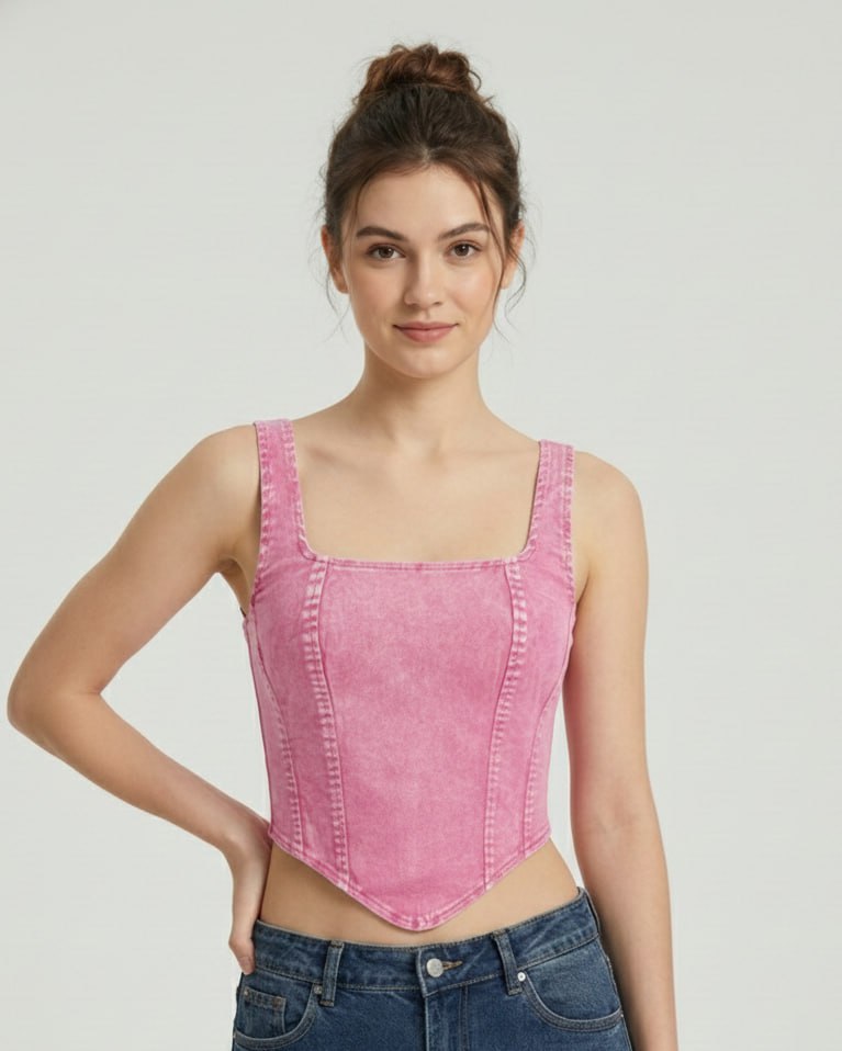 Lovshy Trendy Design Back Zip Crop Top For Women