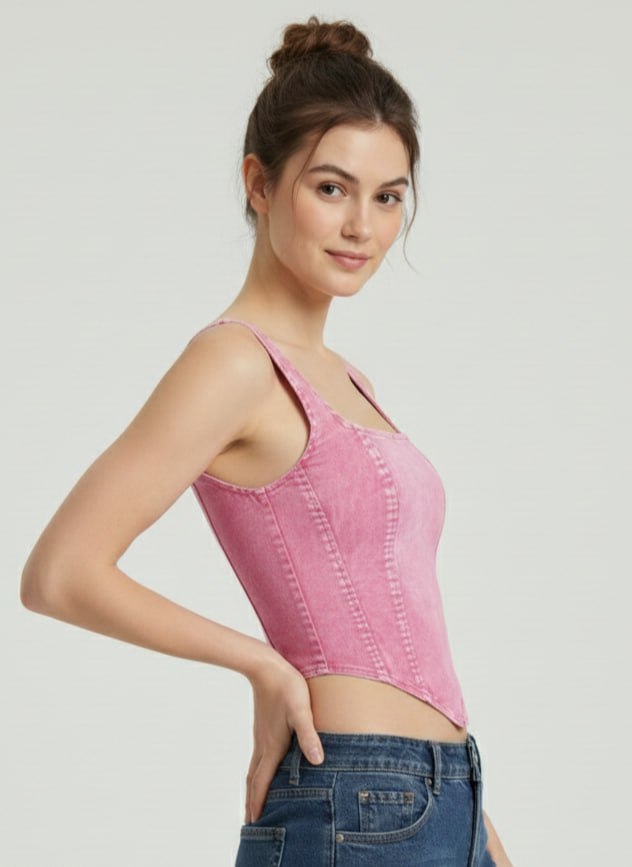 Lovshy Trendy Design Back Zip Crop Top For Women - Image 4