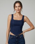 Lovshy Trendy Design Back Zip Crop Top For Women db