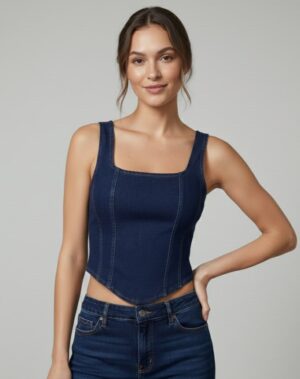 Lovshy Trendy Design Back Zip Crop Top For Women db