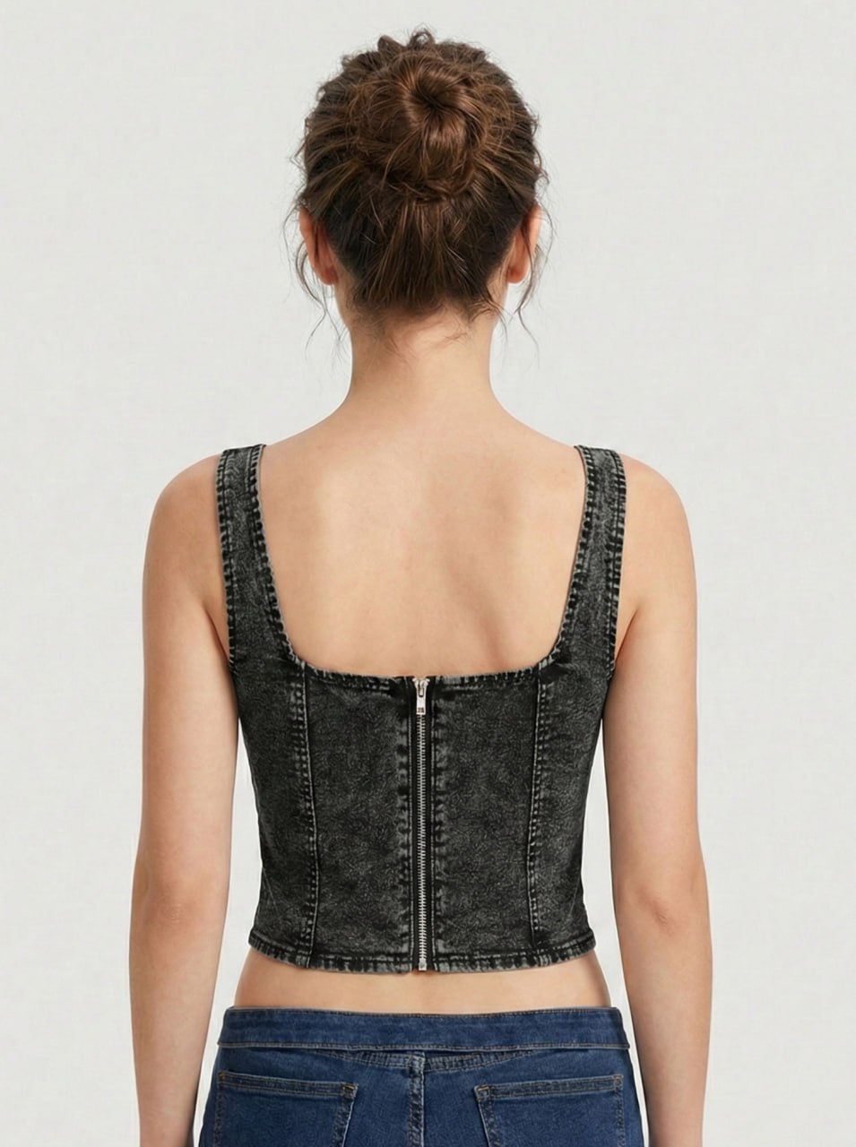 Lovshy Trendy Design Back Zip Crop Top For Women - Image 17