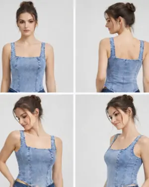 Lovshy Trendy Design Back Zip Crop Top For Summer lw