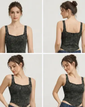 Lovshy Trendy Design Back Zip Crop Top For Summer db