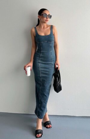 Lovshy Premium Denim Maxi Dress for Women
