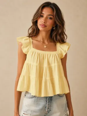 Lovshy Women’s Flowy Tiered Casual Top with Ruffle Sleeves