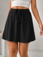 Women's Ribbed Cotton Blend Skirt with Inner Shorts
