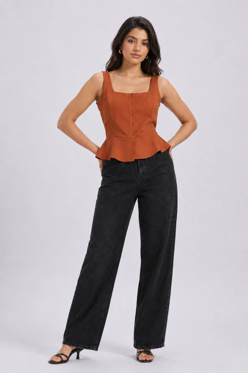 Lovshy Women's Chic Square Neck Sleeveless Peplum Top - Image 9