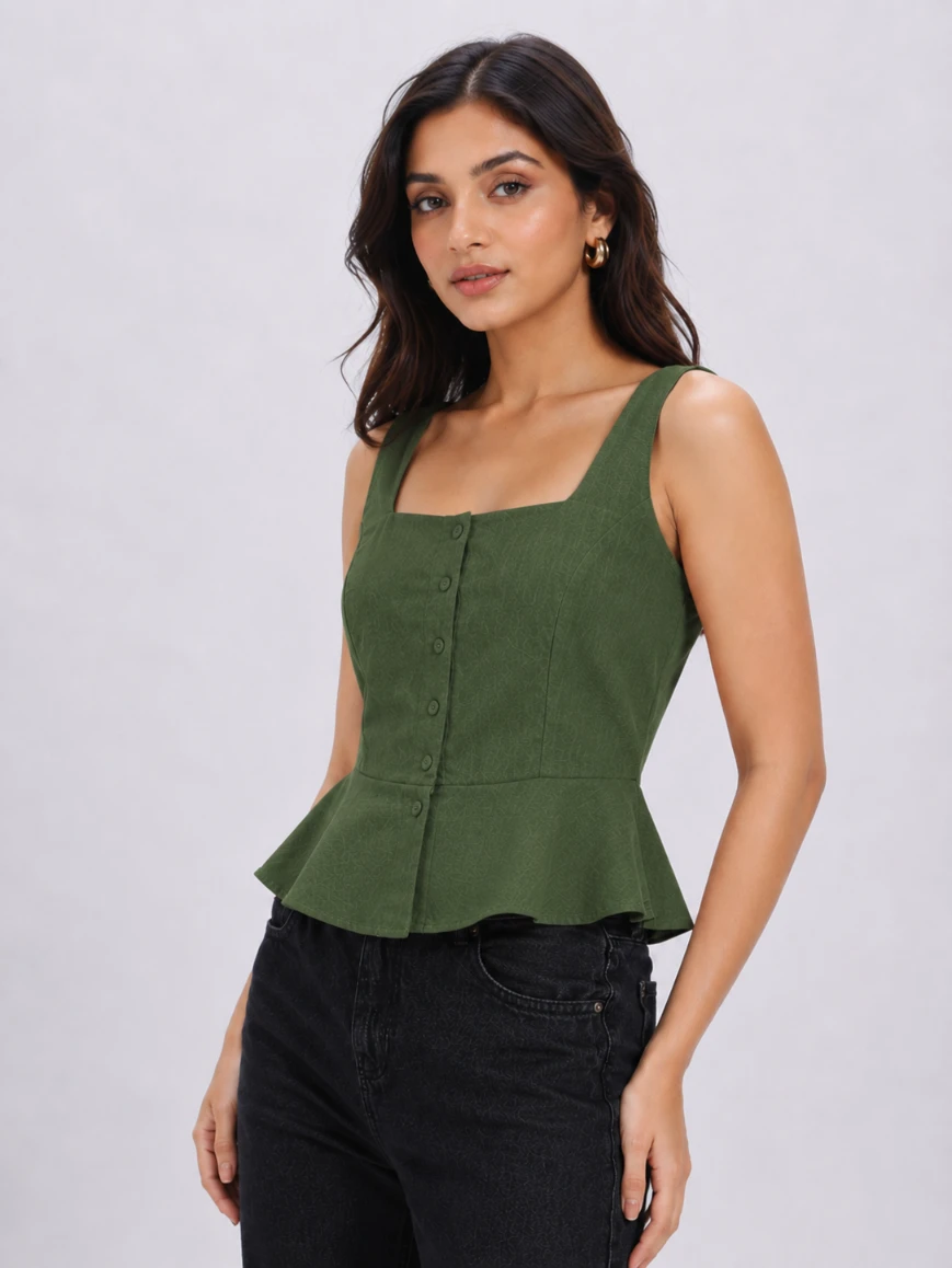 Lovshy Women's Chic Square Neck Sleeveless Peplum Top - Image 13