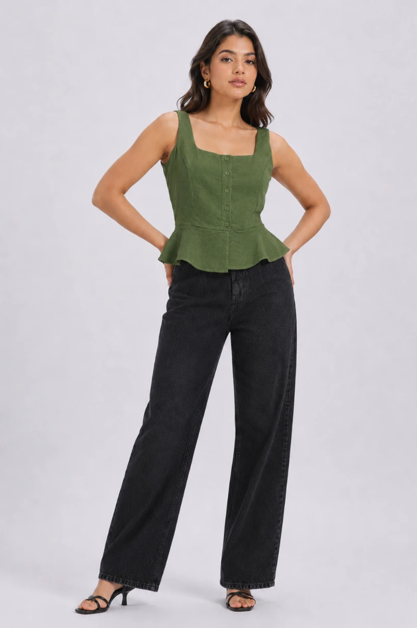Lovshy Women's Chic Square Neck Sleeveless Peplum Top - Image 14