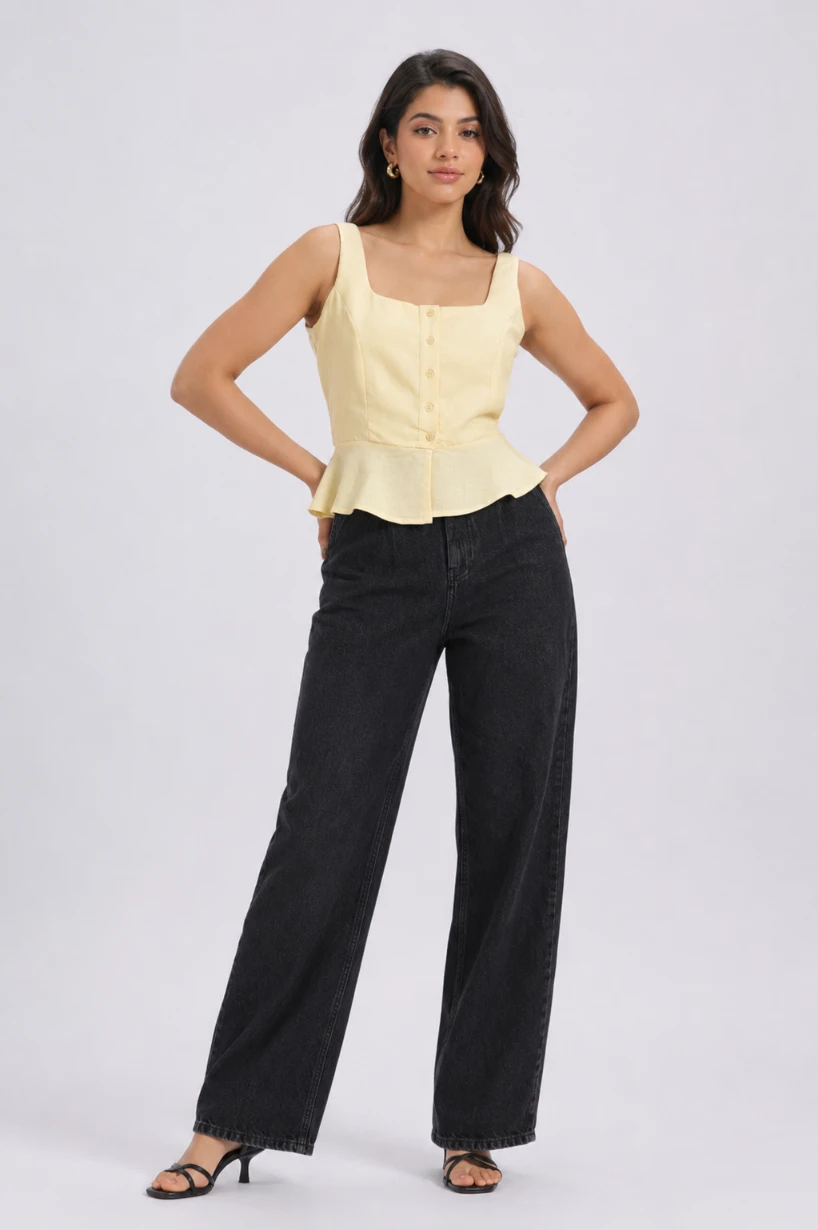 Lovshy Women's Chic Square Neck Sleeveless Peplum Top - Image 4