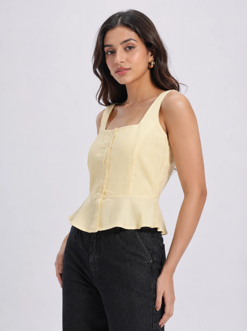 Lovshy Women's Chic Square Neck Sleeveless Peplum Top - Image 2