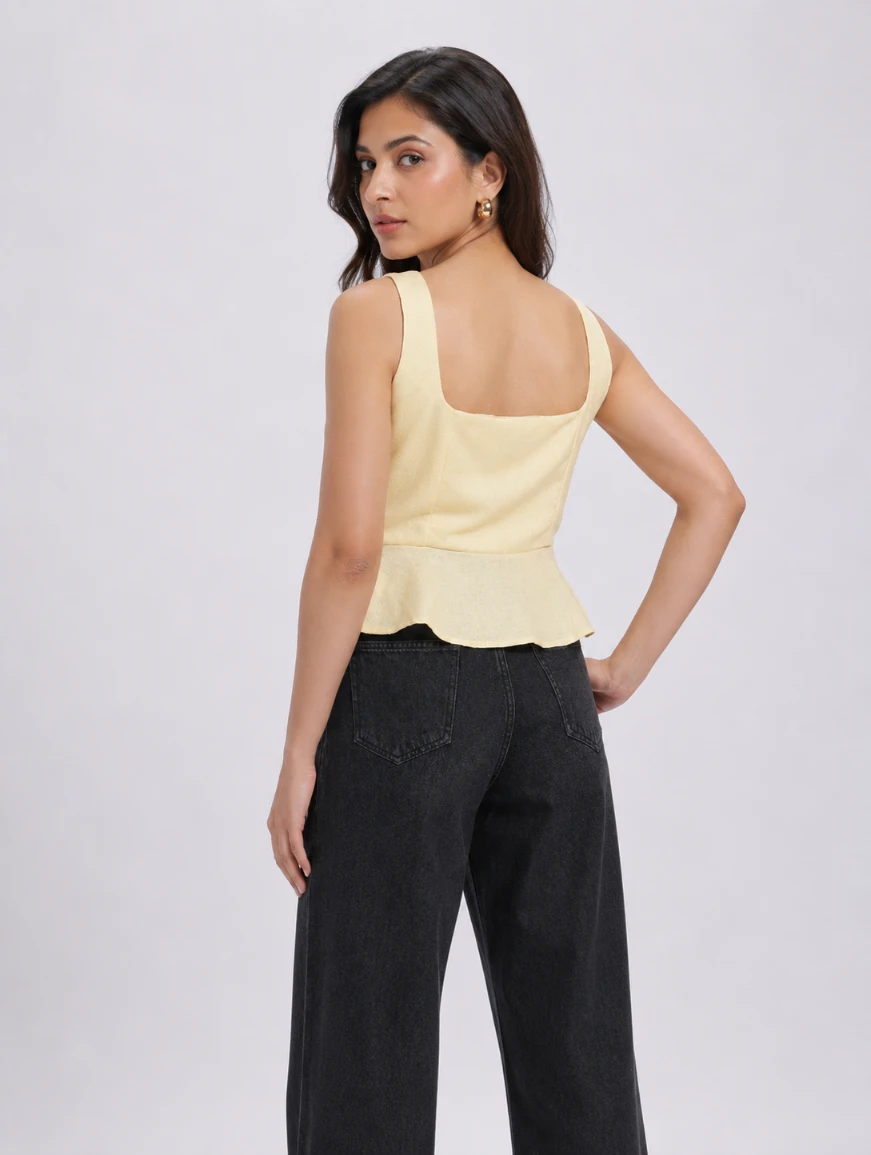 Lovshy Women's Chic Square Neck Sleeveless Peplum Top - Image 3