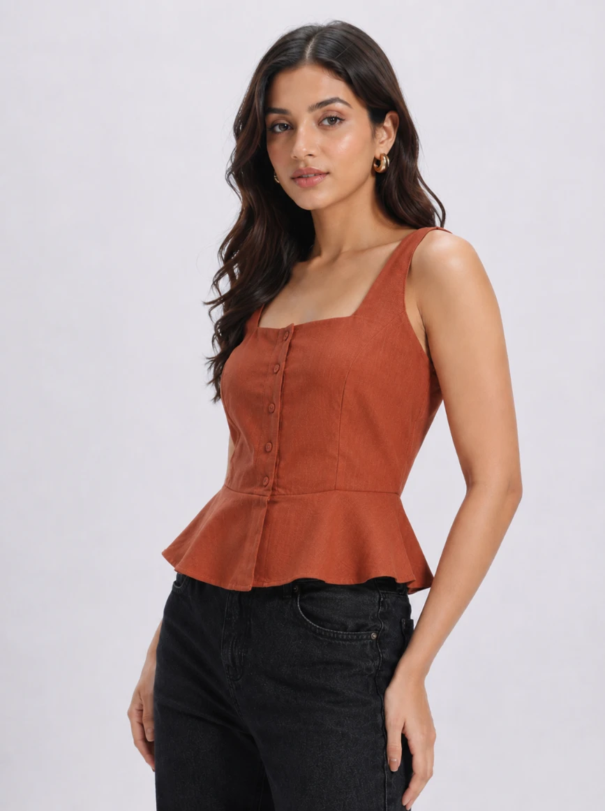 Lovshy Women's Chic Square Neck Sleeveless Peplum Top - Image 7